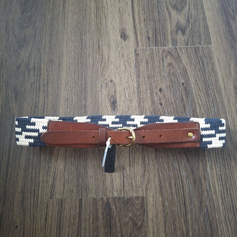 NWT J.Crew Leather Cotton Belt Size XS/S Nautical Coastal Preppy